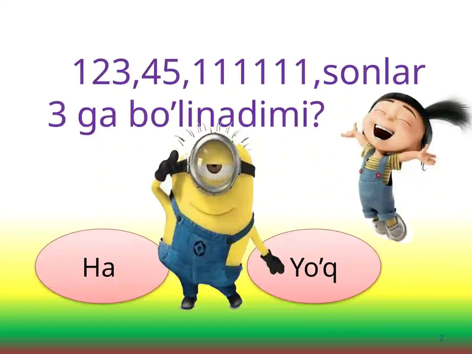 «Ha–yo’q o’yini» Sirdaryotumani dagi 11-maktab o’qituvchisi Risbekova Gulnaz Abduxanovna taqdimoti 2