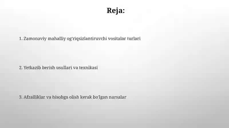 Zamonaviy mahalliy og'riqsizlantiruvchi vositalar 2