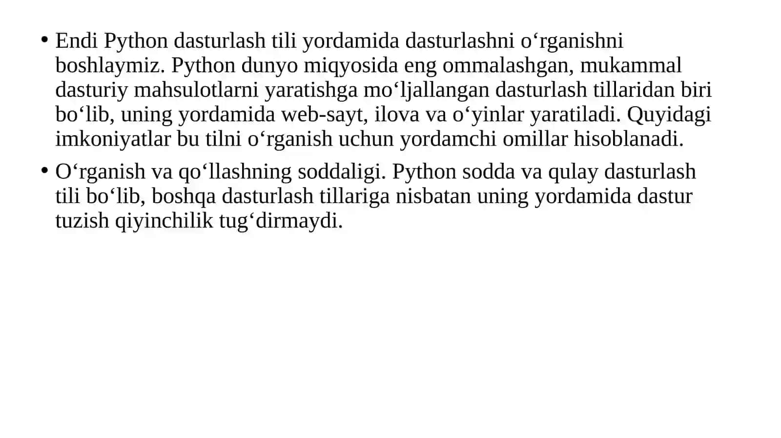 PYTHON DASTURLASH TILINI O‘RNATISH 2
