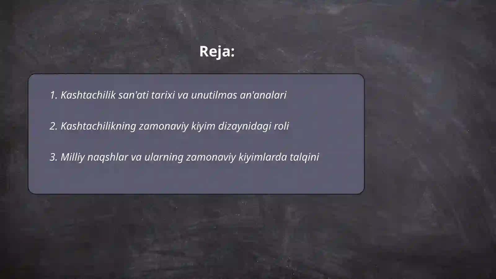 Kashtachilikni zamonaviy kiyimlarda aks ettirish va uy rozgor buyumlari tayyorlash texnologiyasi 2