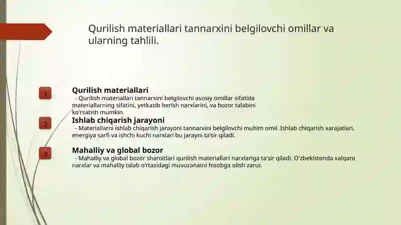 Qurilish materiallari, buyumlari va konstruksiyalari tannarxi 2