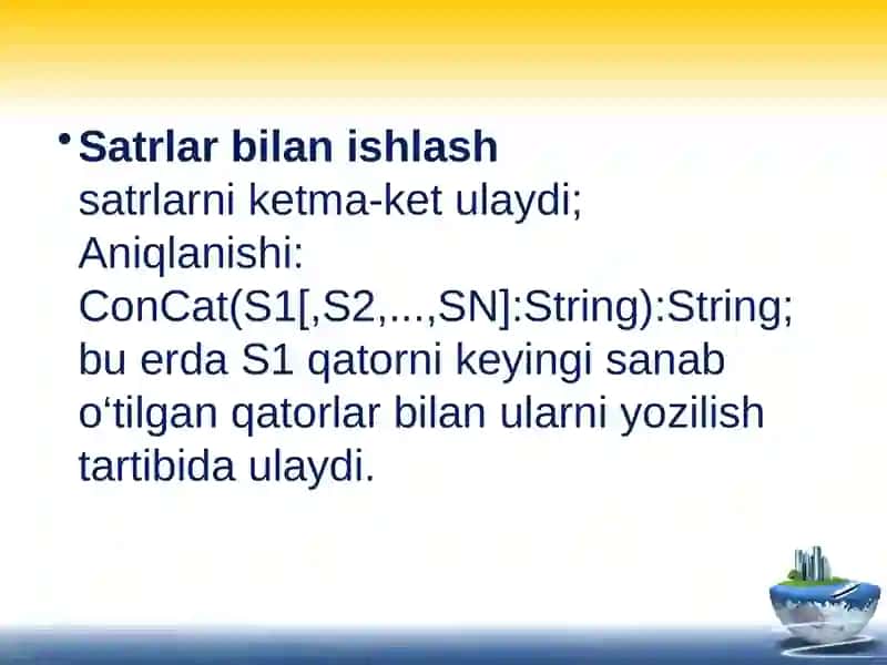 Dasturlash asoslari fanidan ta'lim 2