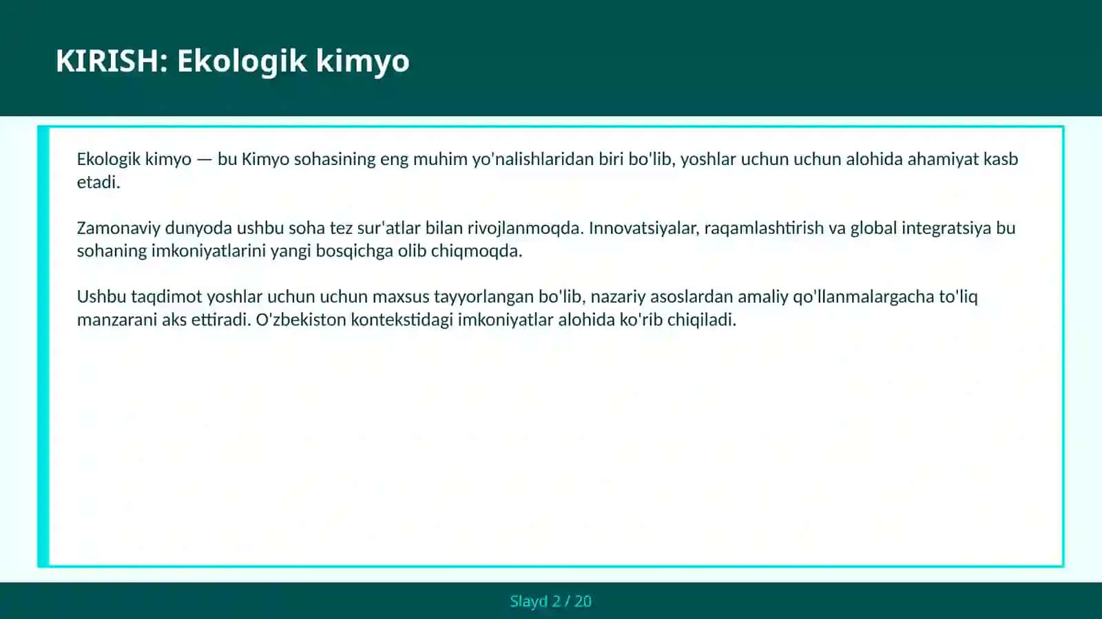 Ekologik kimyo 2
