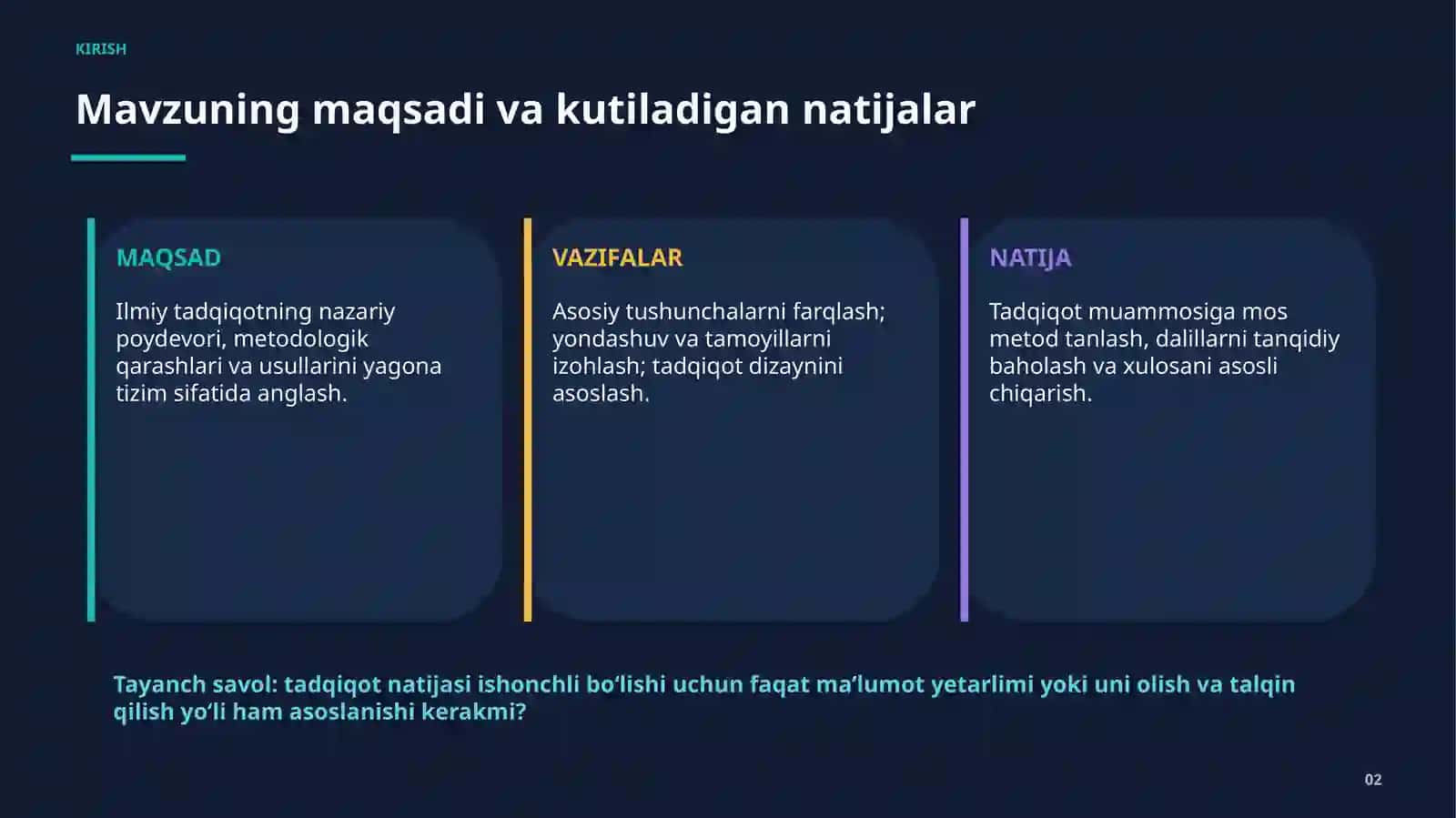 ILMIY TADQIQOT ISHLARINING METODOLOGIK ASOSLARI 2
