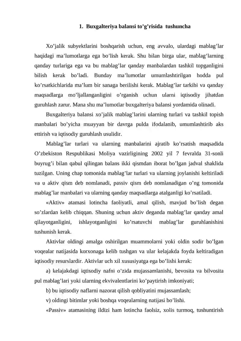 Buxgalteriya balansi va uning tuzilishi 2