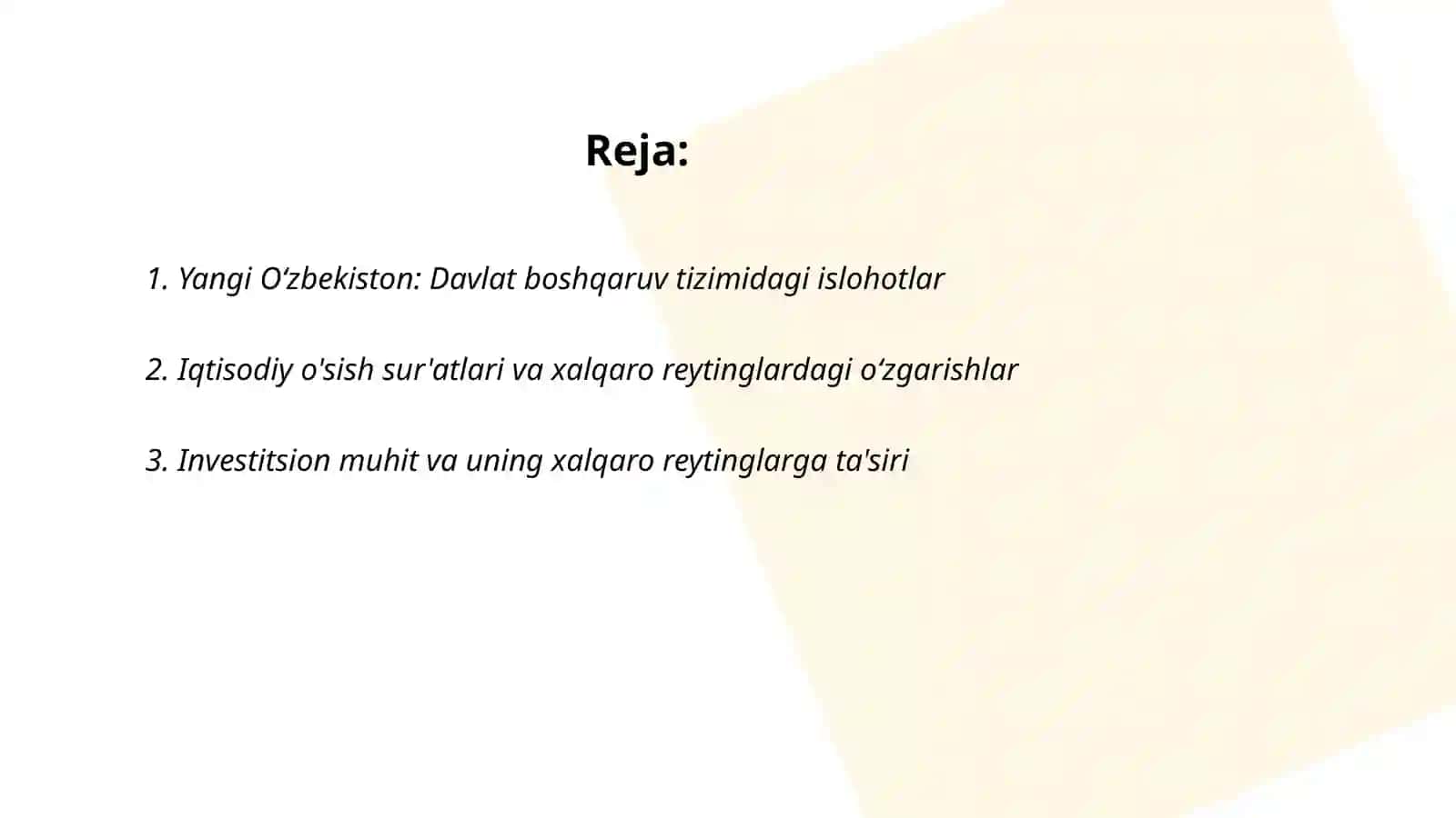Yangi Oʻzbekiston Ijtimoiy-Iqtisodiy va Madaniy Hayotida Oʻzgarishlar 2