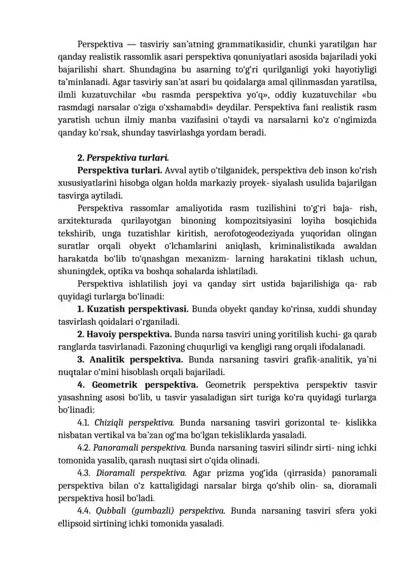 Perspektiva fanining maqsadi va vazifalari 2