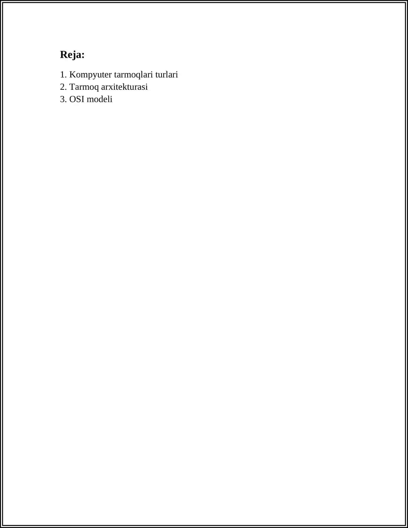 KOMPYUTER TARMOQLARI VA TARMOQ PROTOKOLLARI 2