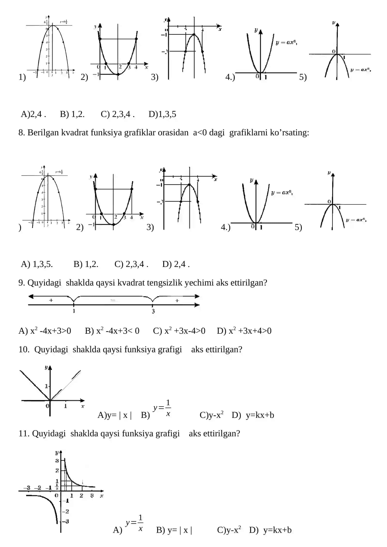 9-sinf uchun test 2