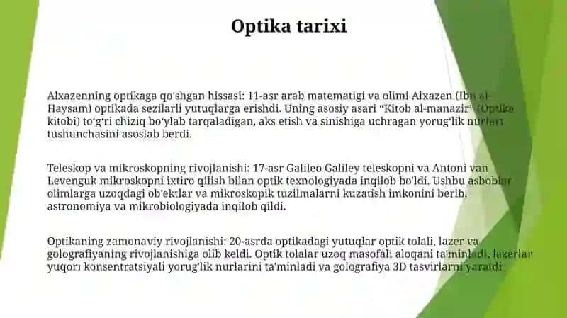 Alxazenning optikaga qo'shgan hissasi 2