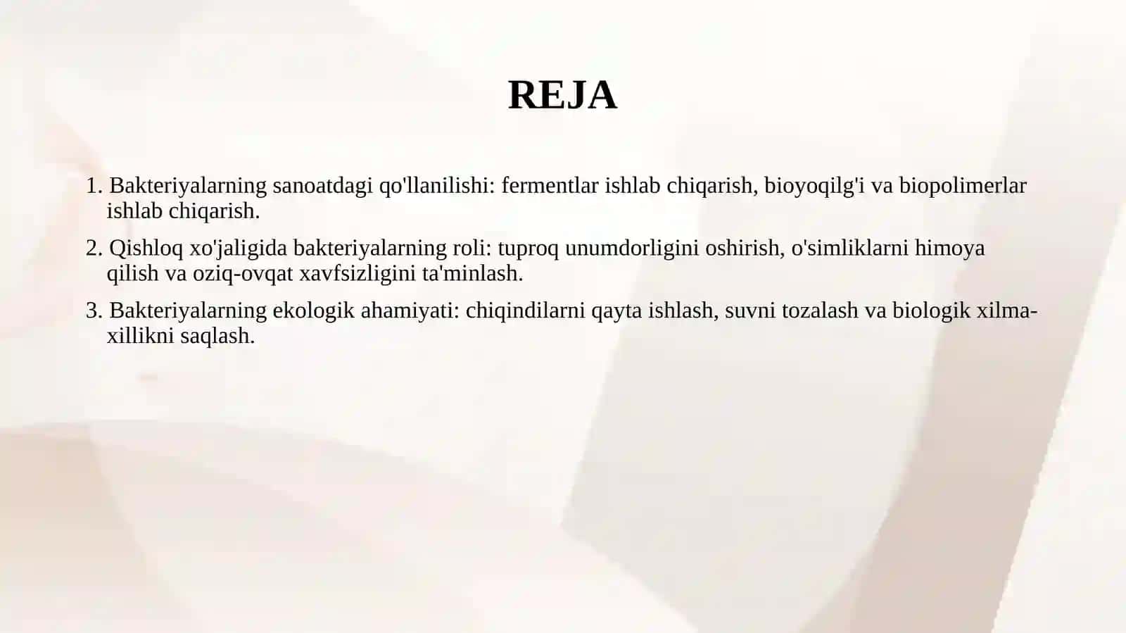 Bakteryalardan sanoatda va qishloq xo'jaligida foydalanish 2