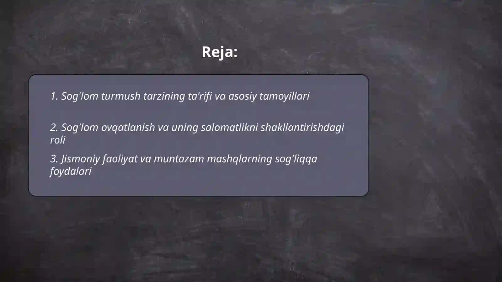 Soĝlom turmush tarzi va uning salomatlikni shakilasntirishdagi ahamiyati (Sog'lom turmush tarzi) 2