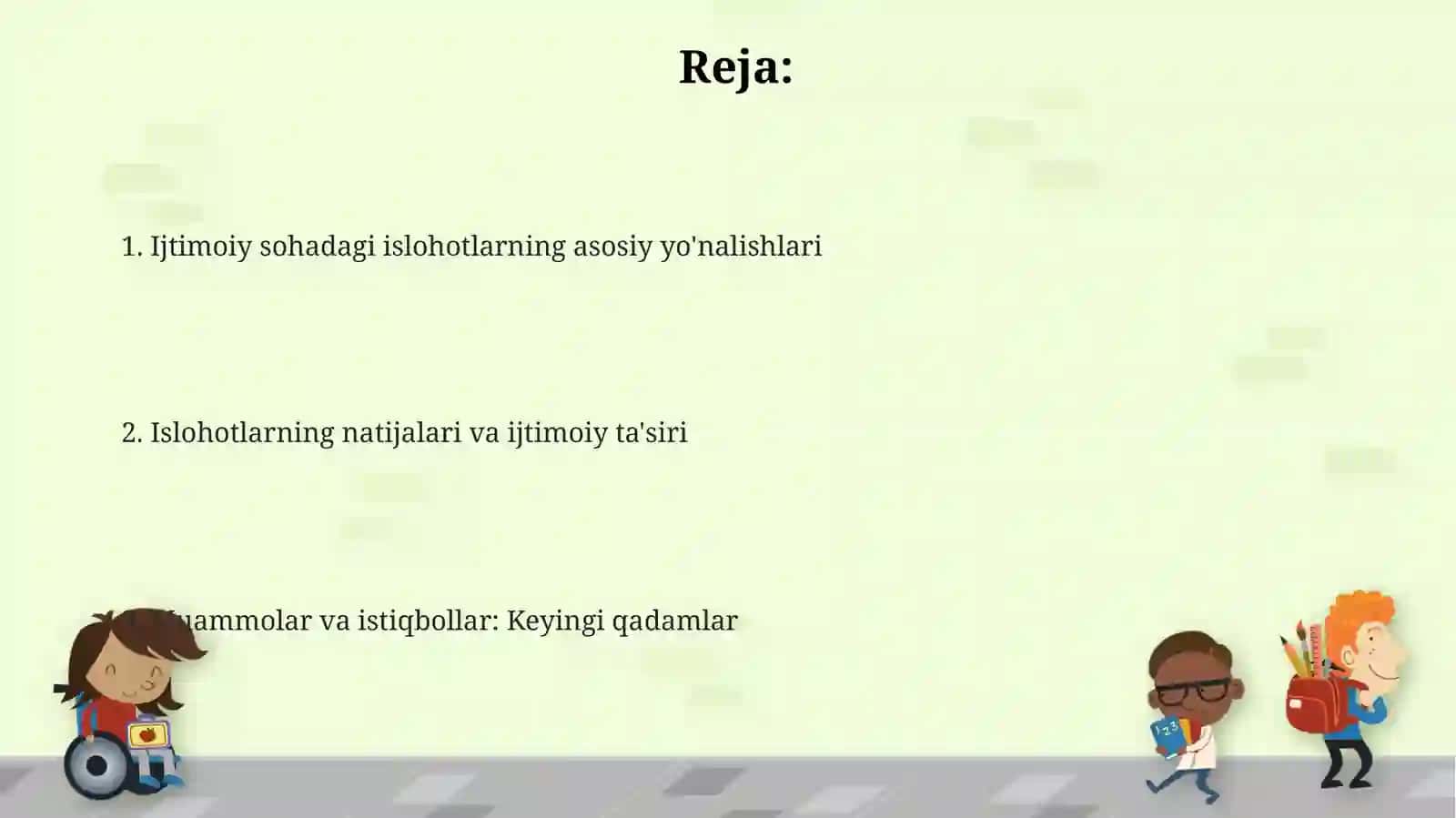 Ijtimoiy sohadagi islohotlar 2