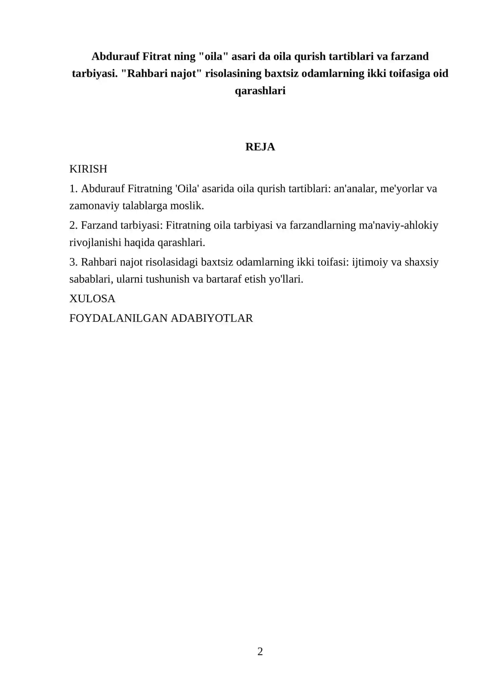 Abdurauf Fitratning "Oila" asari 2