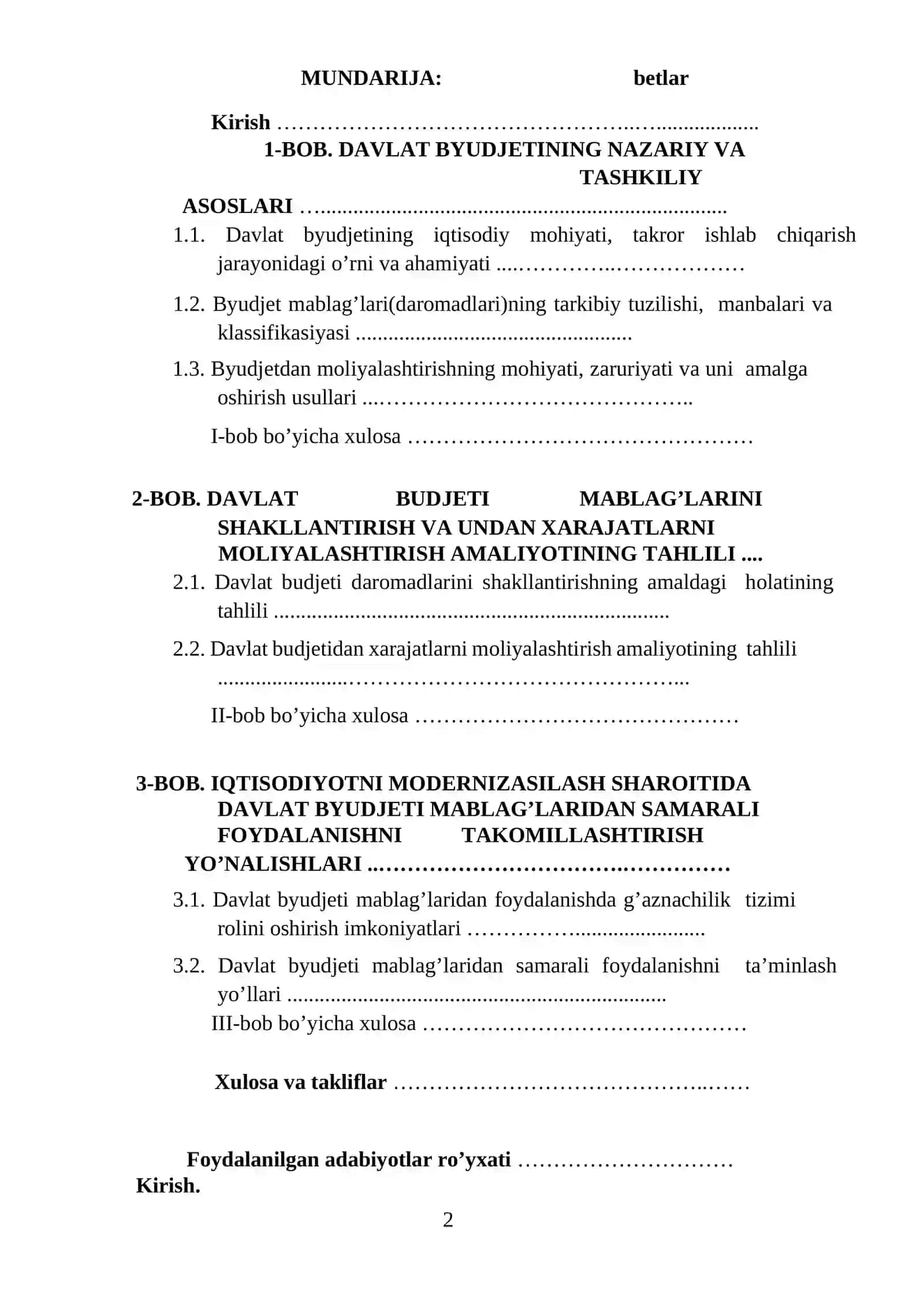 Davlat byudjeti mablag’laridan samarali foydalanish masalalari 2