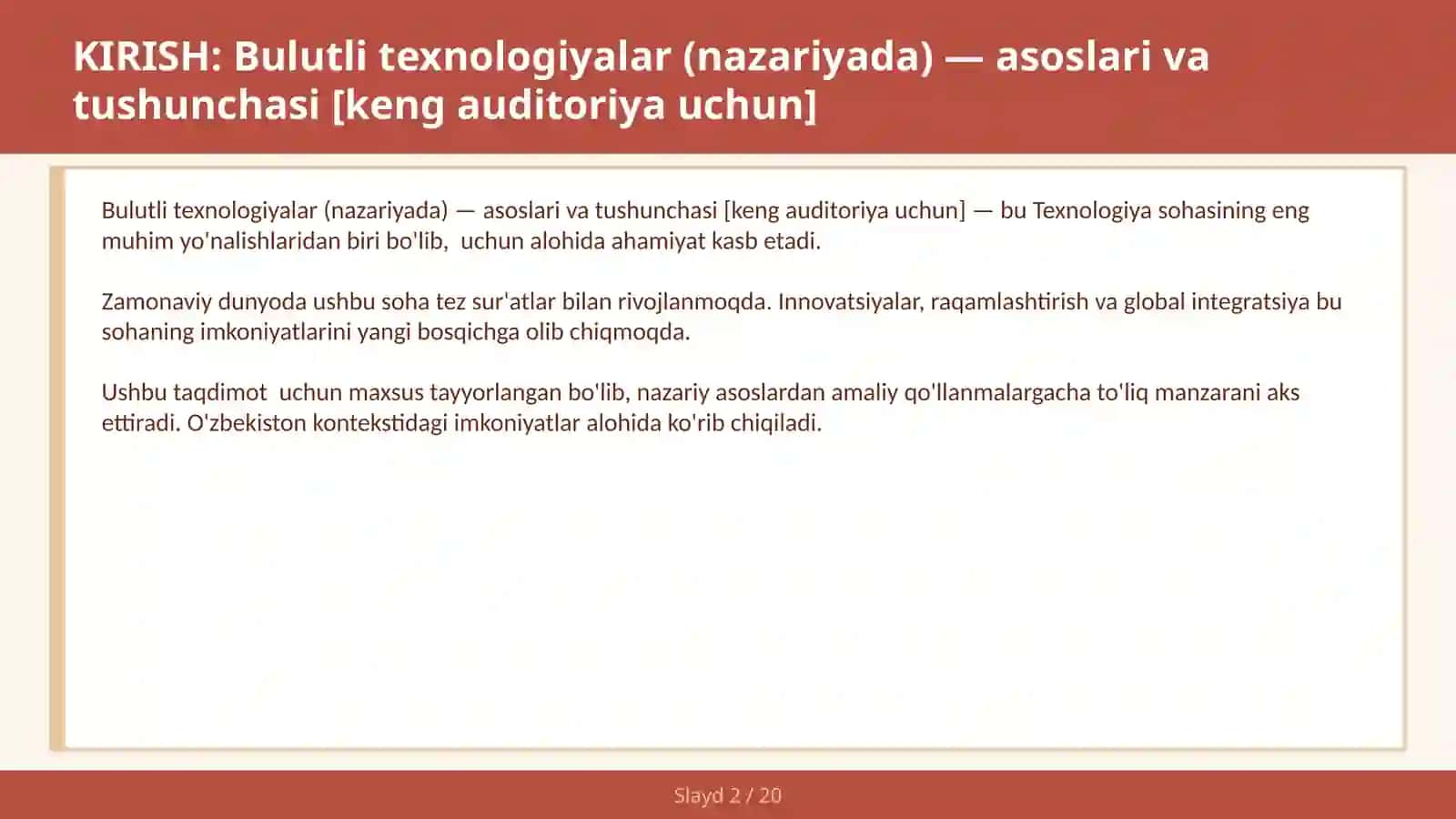 Bulutli texnologiyalar (nazariyada) — asoslari va tushunchasi 2