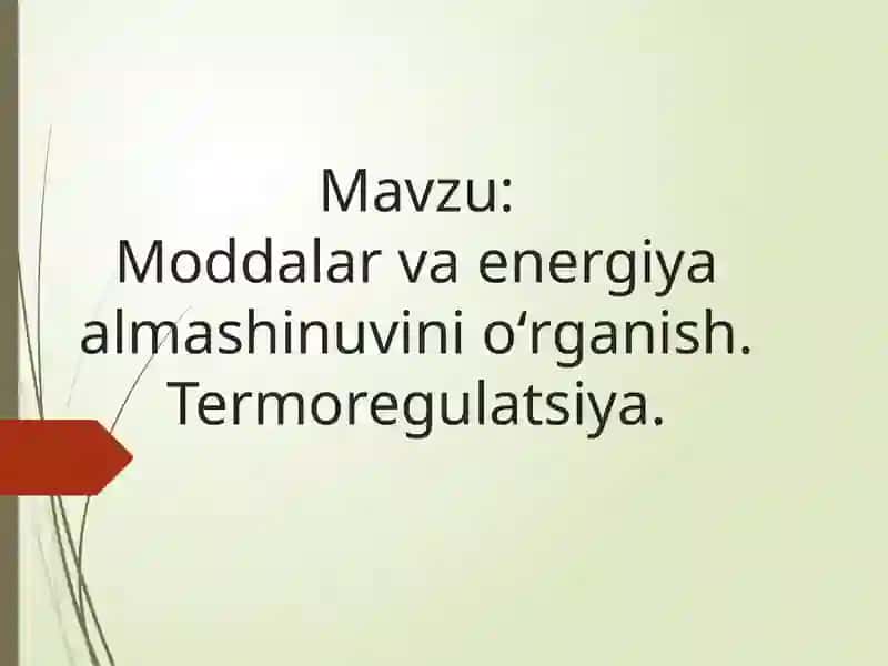 Moddalar va energiya almashinuvi 2