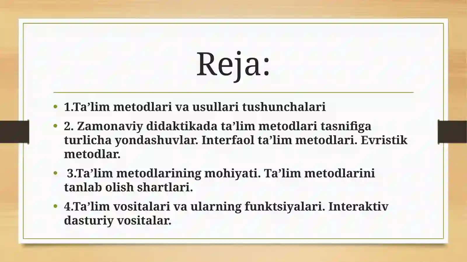 TA’LIMI MAZMUNI. TA`LIM METODLARI VA VOSITALARI 2