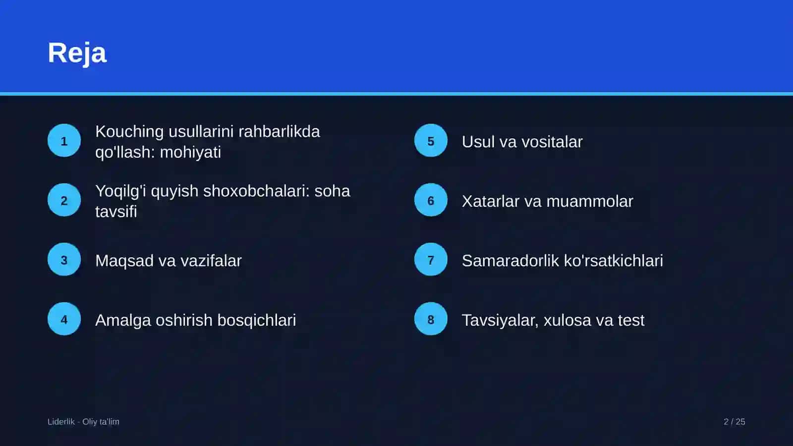 Yoqilg'i quyish shoxobchalarida kouching usullarini rahbarlik amaliyotida qo'llash 2
