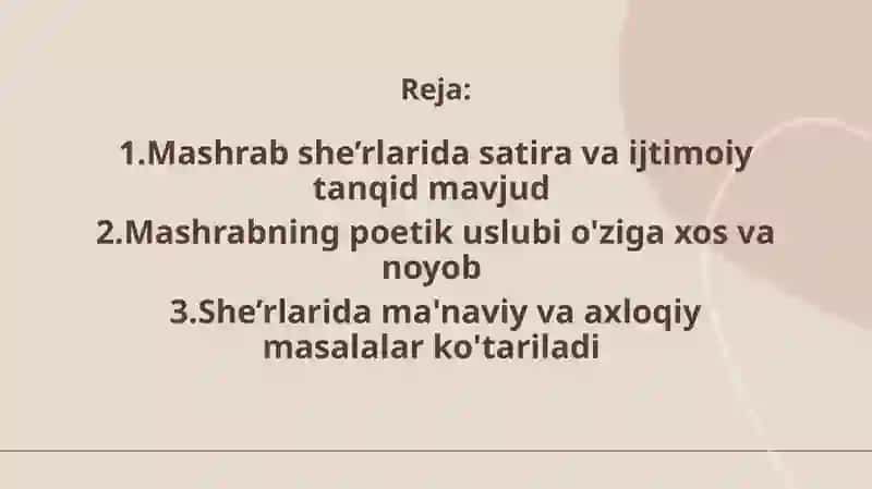 Mashrab satirik ruhidagi she’rlarning poetik xususiyatlari 2