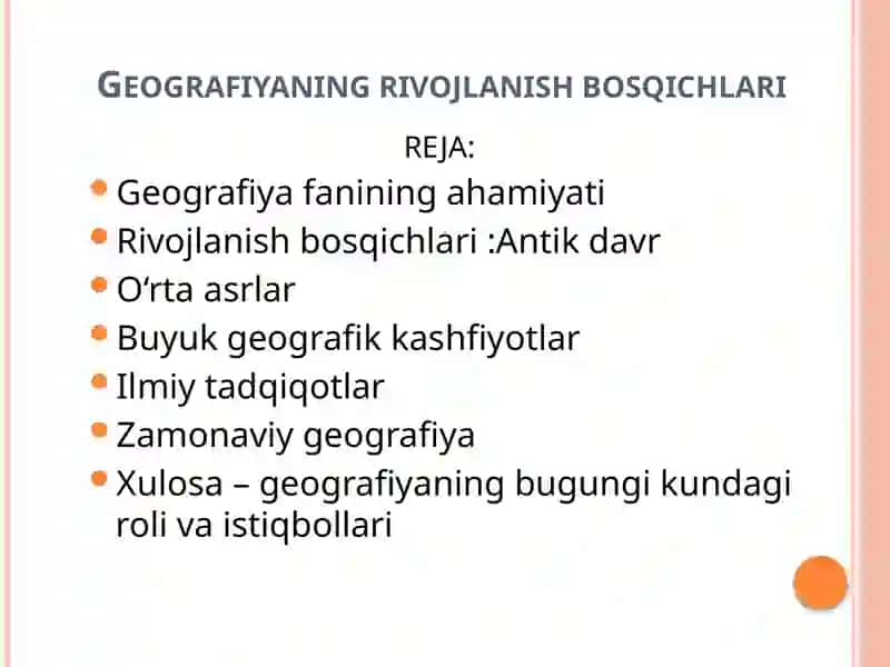 Geografiyaning rivojlanish bosqichlari 2