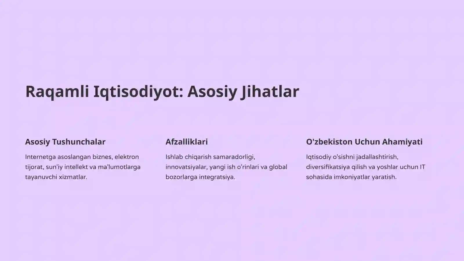 Raqamli Iqtisodiyot – Kelajak Sari Qadam 2