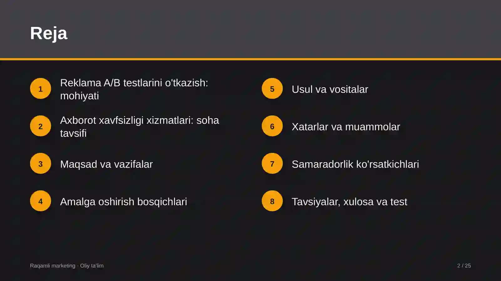 Axborot xavfsizligi xizmatlarida reklama A/B testlarini o'tkazish 2