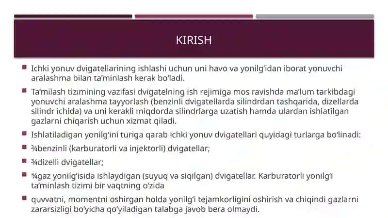 Zamonaviy avtomobillar tizimini ta'minlash texnik xizmati 2