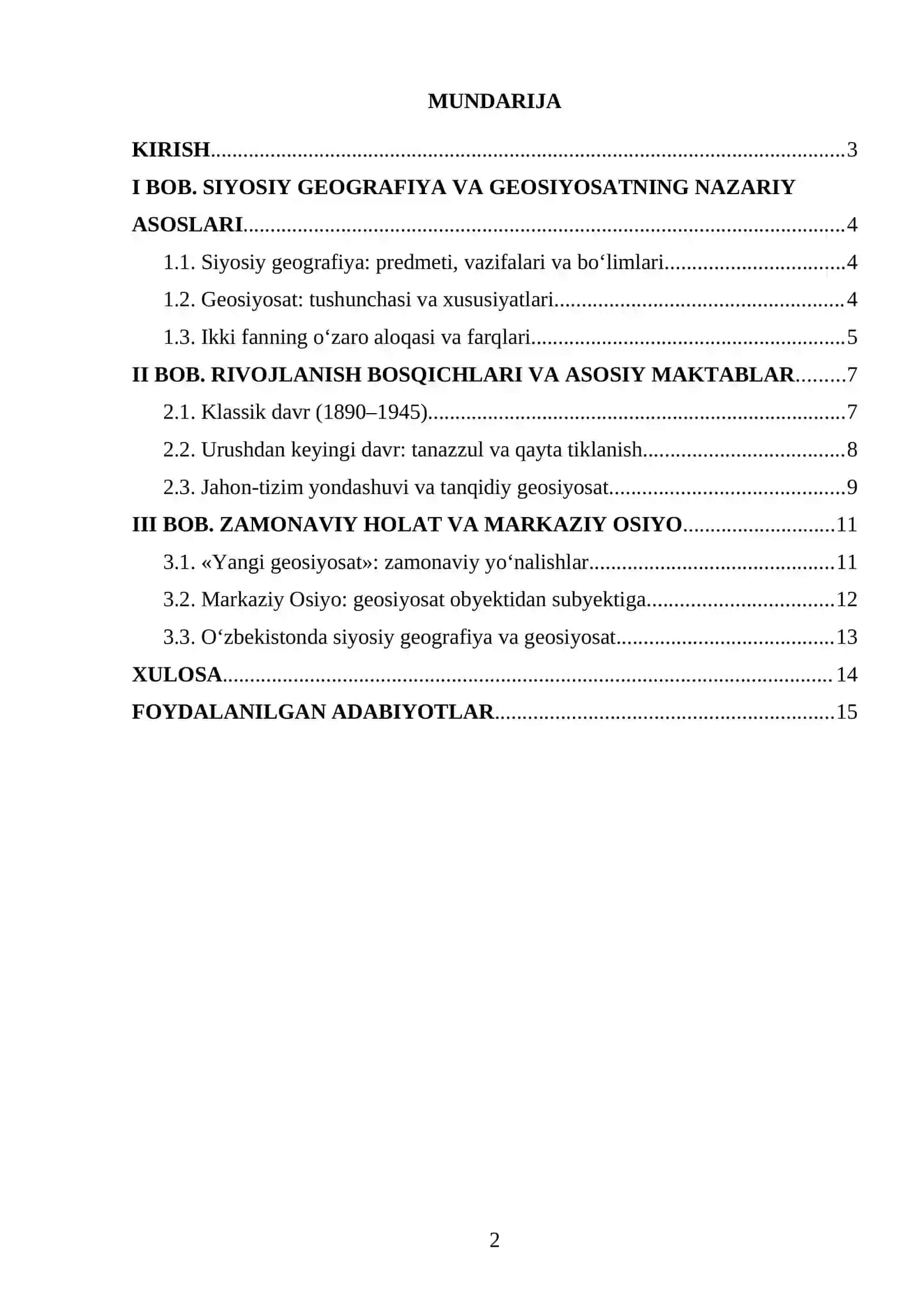 siyosiy geografiya va geosiyosat referat 2