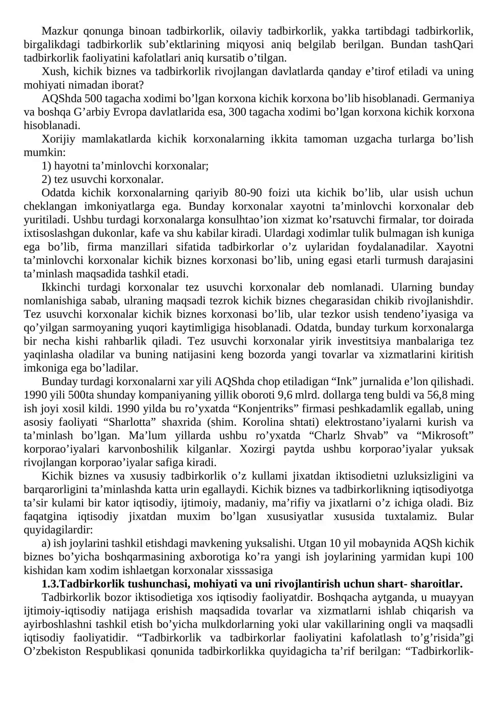 Tadbirkorlikning mohiyati 2
