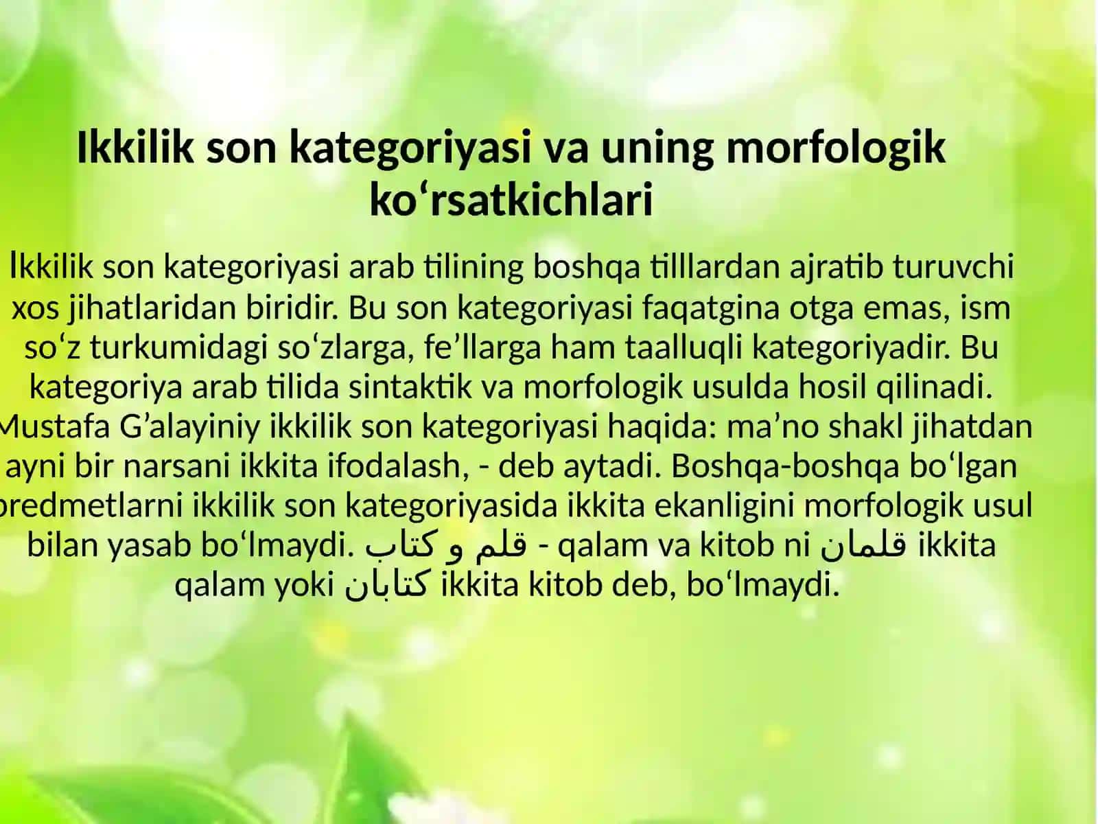 Ikkilik son kategoriyasi va uning morfologik ko‘rsatkichlari 2