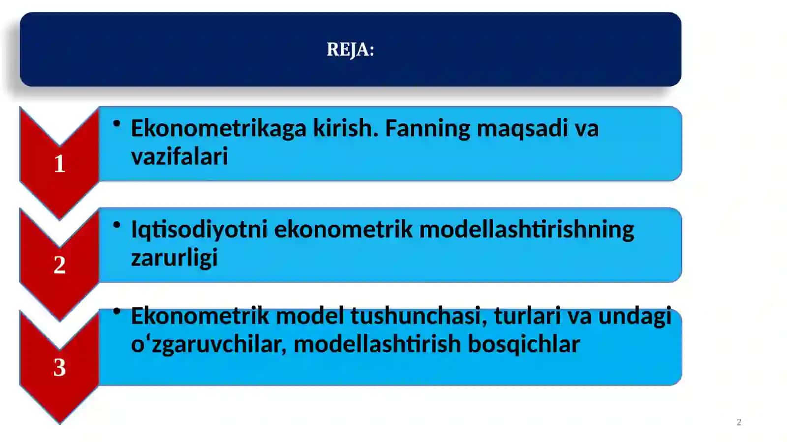 EKONOMETRIKAGA KIRISH 2