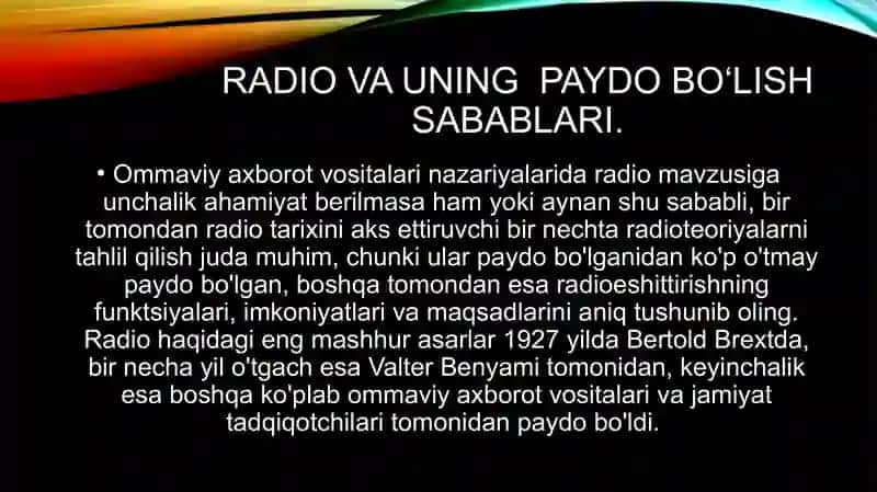 Radio va televideniya – tezkor va ommaviy axborot vositasi sifatida 2