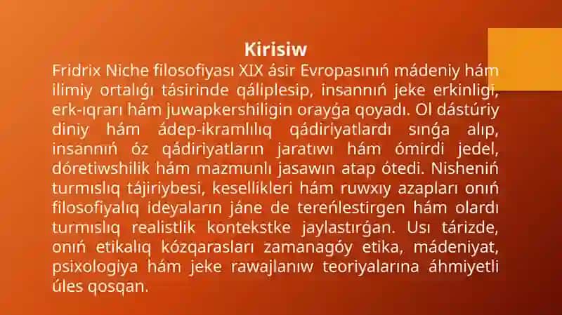 Fridrix Niche filosofiyası 2