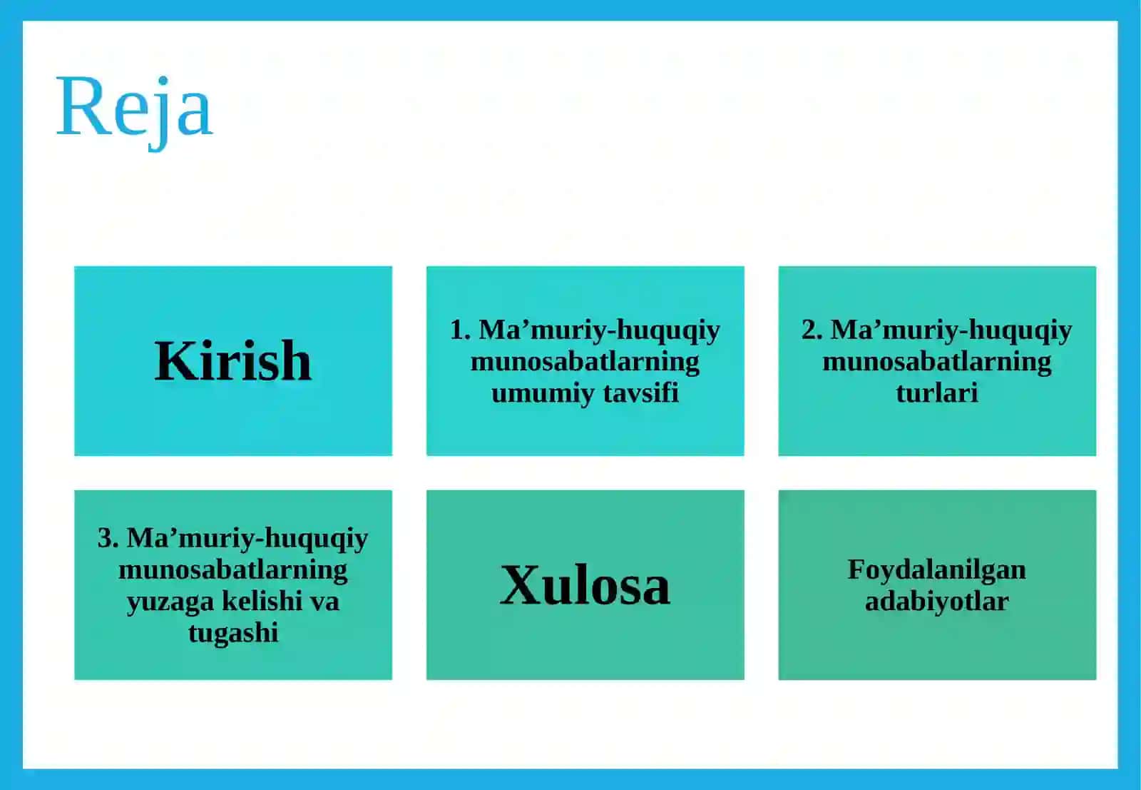 Ma’muriy-huquqiy munosabatlar va ularning turlari. 2