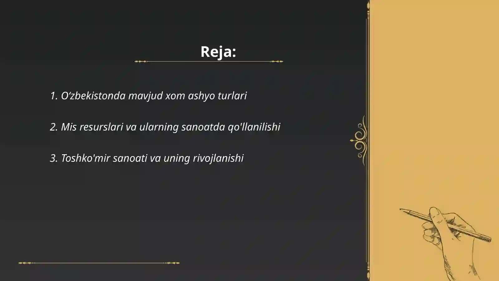Oʻzbekiston xom ashyo bazasi va sanoatda ishlatilishi 2