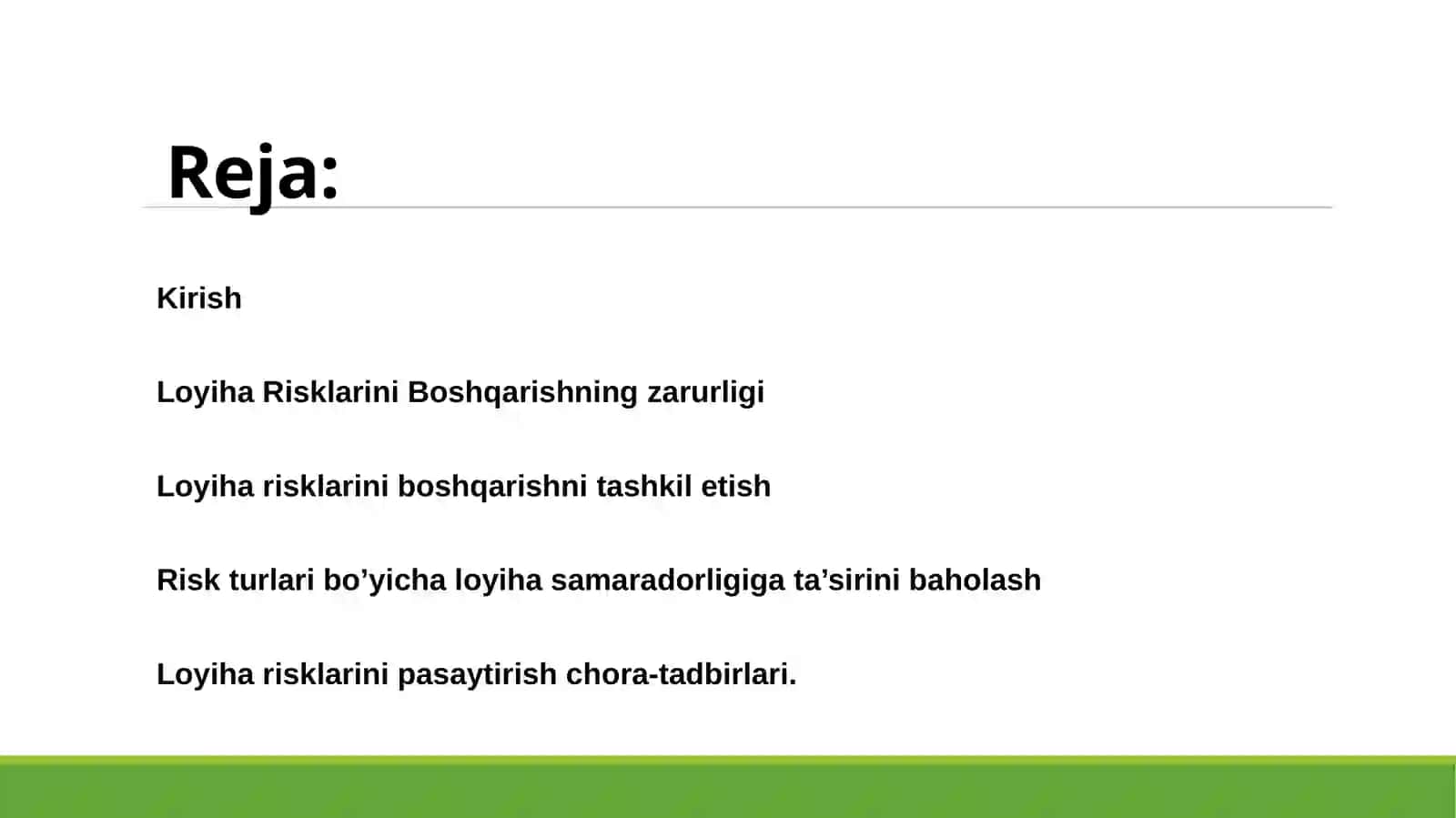 RISKLARNI O’CHASH USULLARI 2