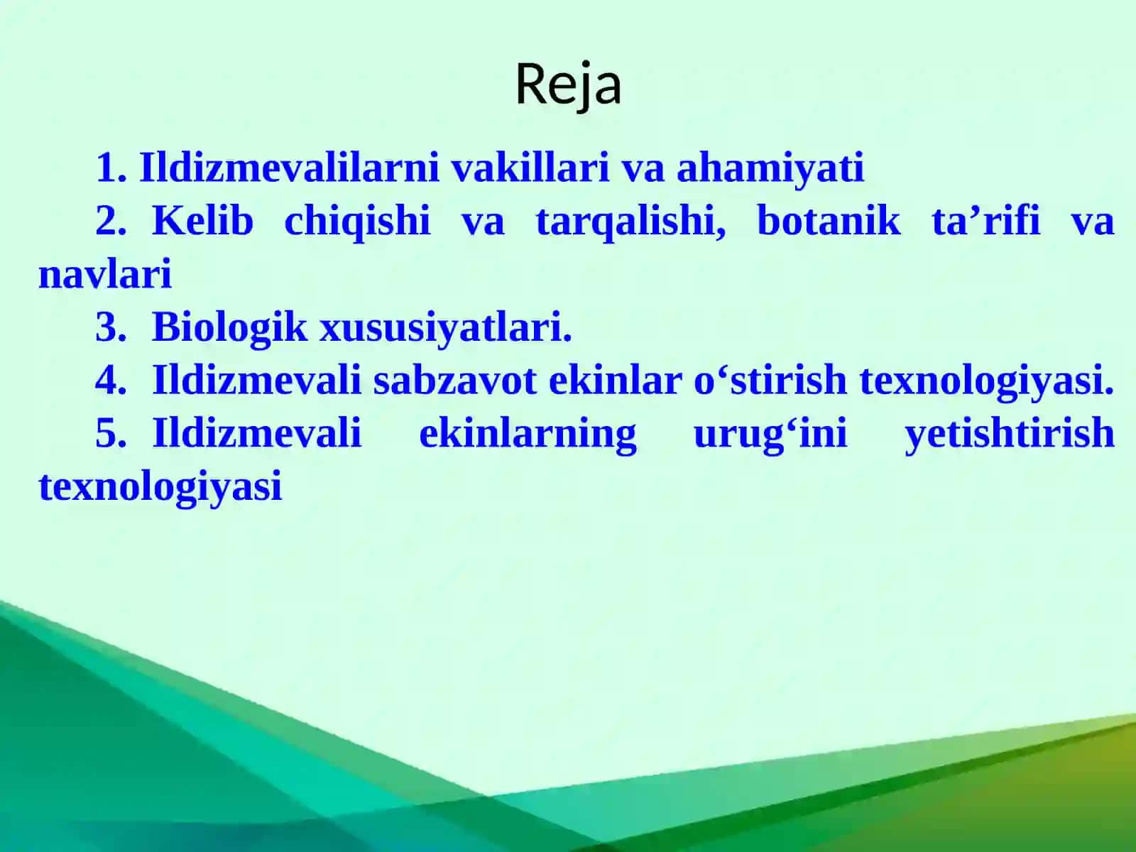 Ildizmevalilarni ahamiyati, biologik xususiyatlari va tumanlashtirilgan navlari 2