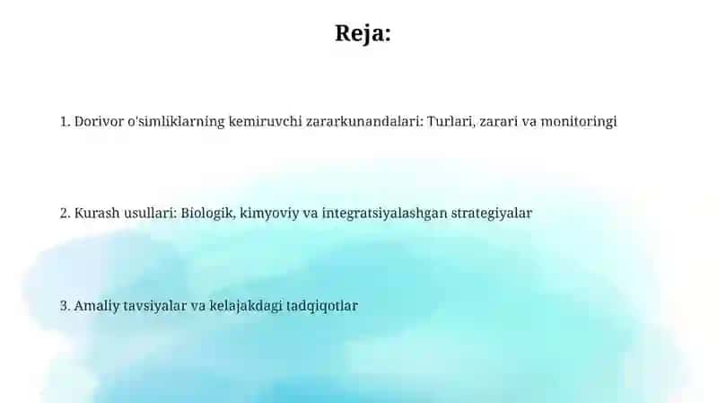 Dorivor o‘sımliklar kemiruvchi zararkunandalarini aniqlash 2
