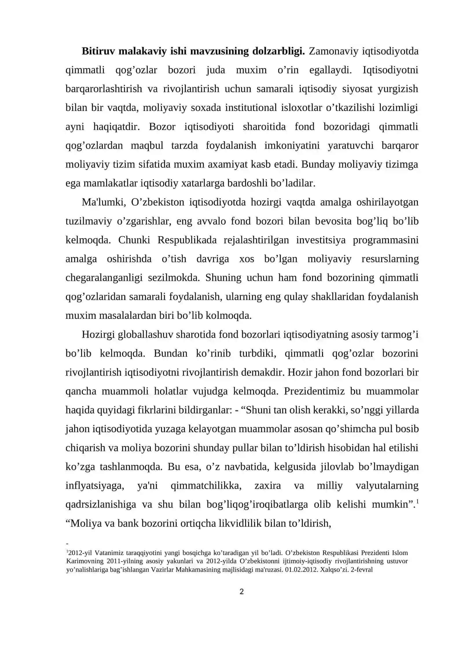 Fond birjasi faoliyat mеxanizmining nazariy asoslari va jahon tajribasi 2