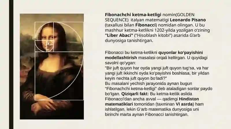 Fibonacci buketma-ketlikning qo‘ng‘iroq misollari 2