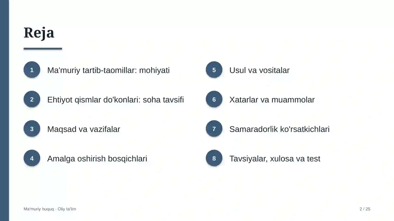 Ehtiyot qismlar do'konlarida ma'muriy tartib-taomillar 2