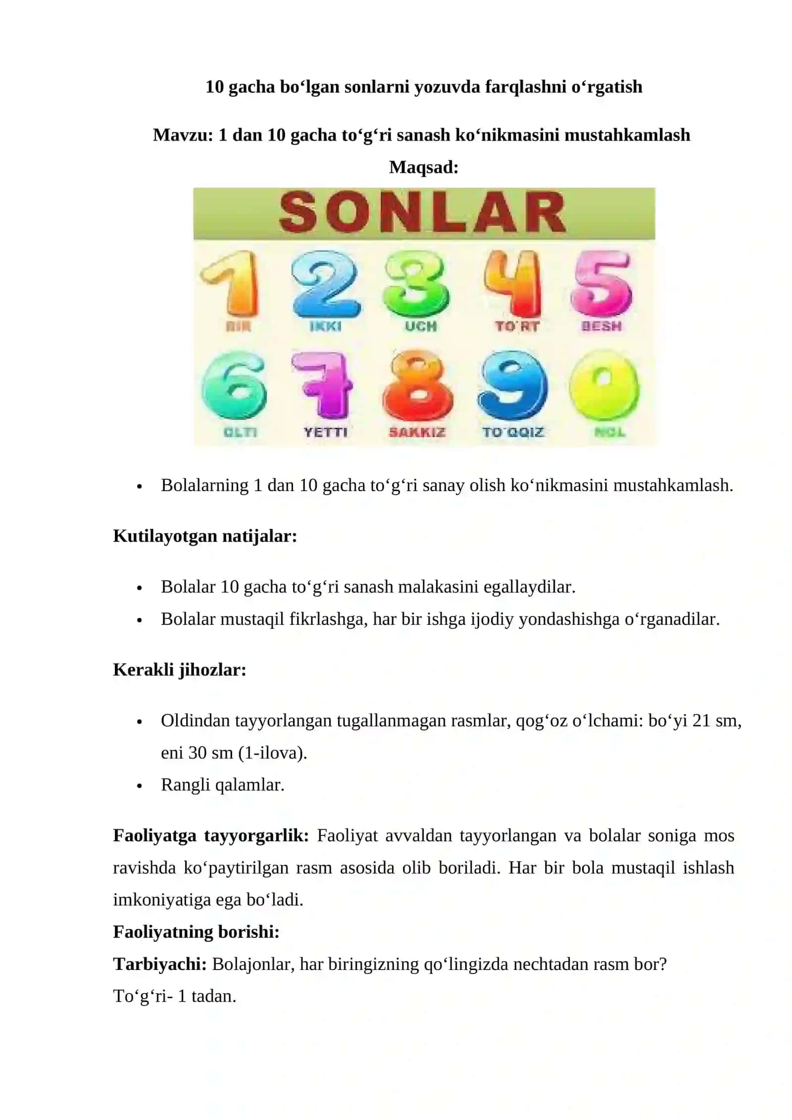 Elementara Matematik Tasavvurlarni Shakllantirish Metodikasi 2