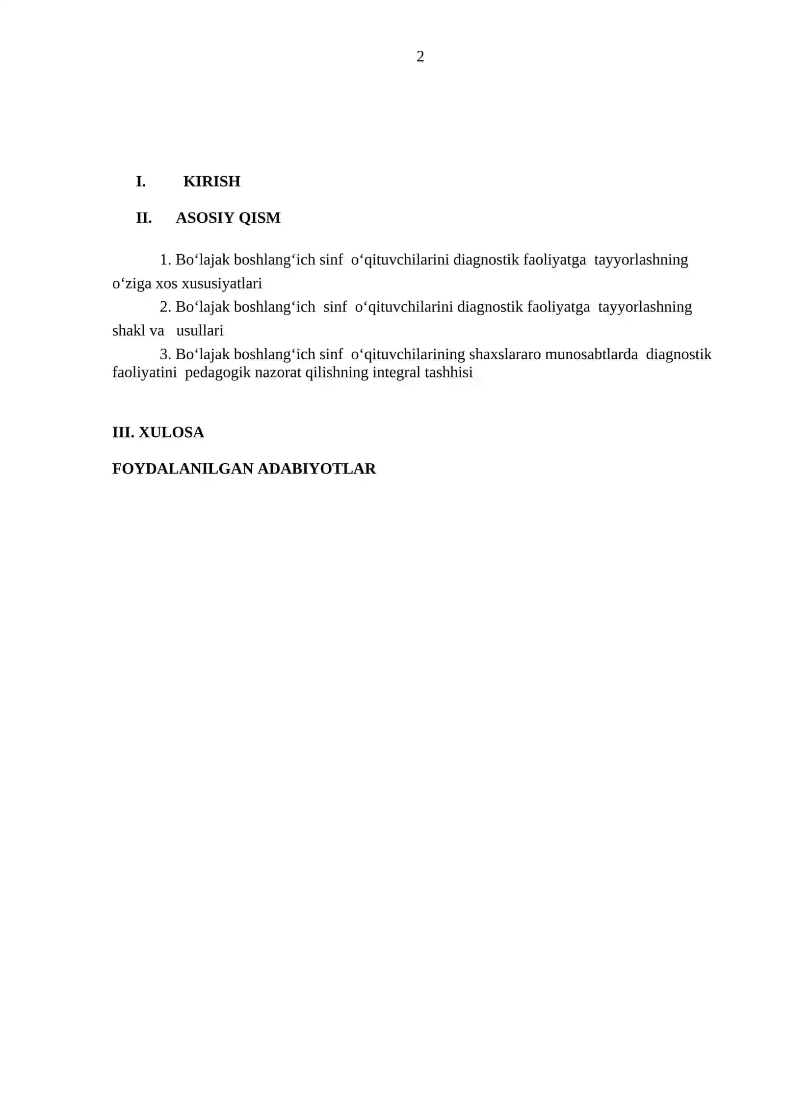 Bo‘lajak boshlang‘ich sinf o‘qituvchilarini diagnostik faoliyatga tayyorlashning ilmiy asoslari 2