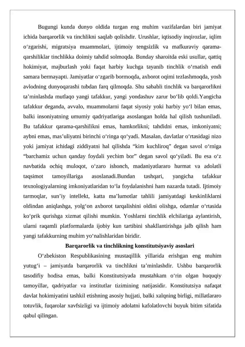 Barqarorlik va Tinchlikni Mustahkamlash 2