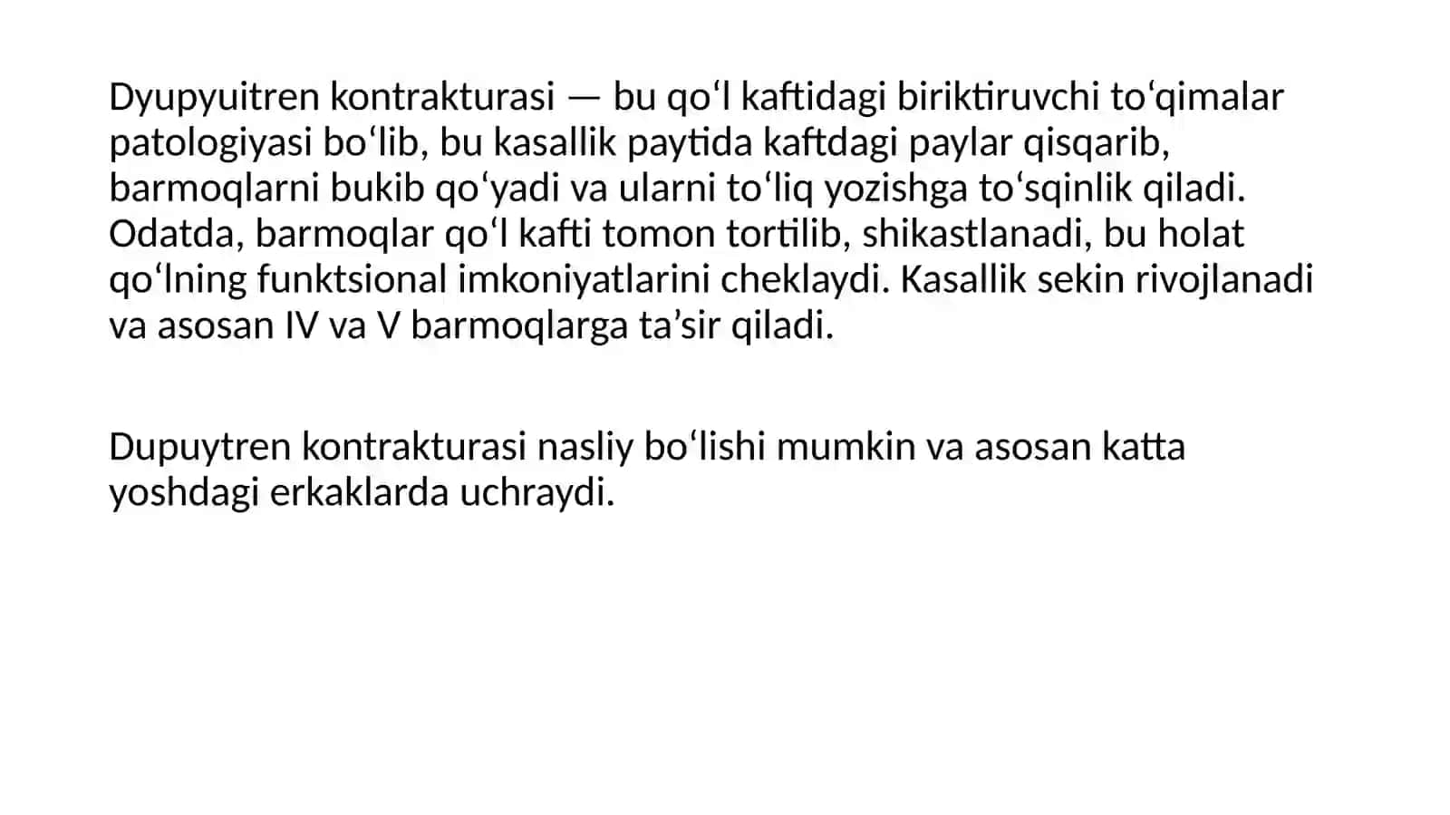 Dyupyuitren kontrakturasi 2