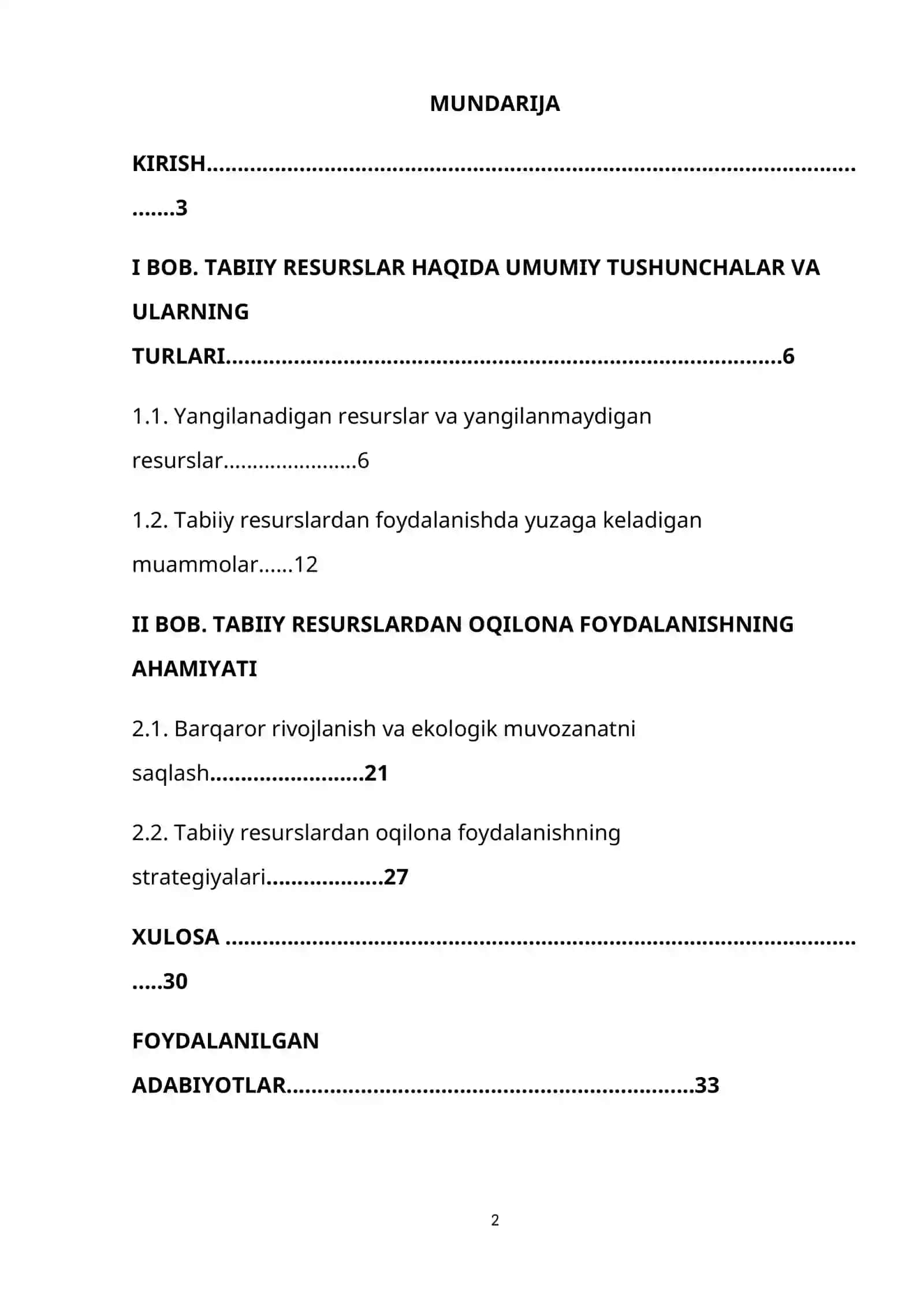 TABIIY RESURSLAR HAQIDA UMUMIY TUSHUNCHALAR VA ULARNING TURLARI 2