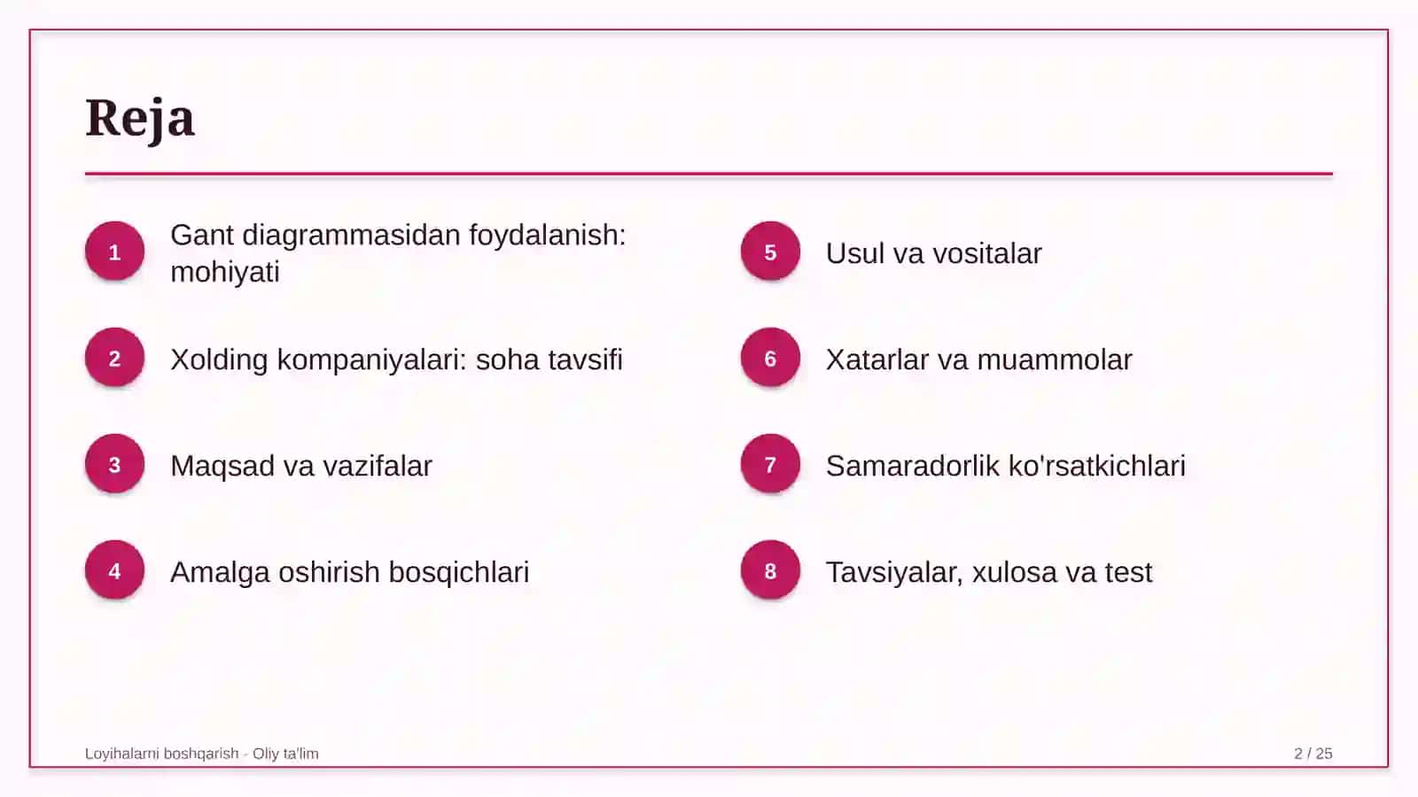 xolding kompaniyalarida gant diagrammasidan foydalanish 1546 2