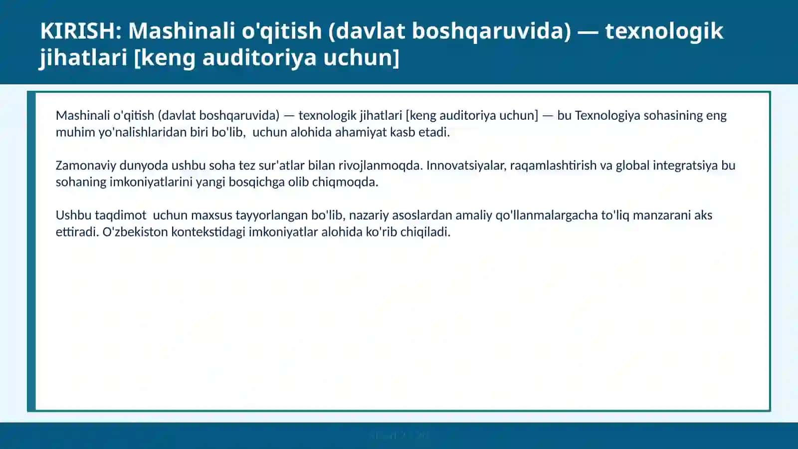 Mashinali o'qitish (davlat boshqaruvida) — texnologik jihatlari [keng auditoriya uchun] 2