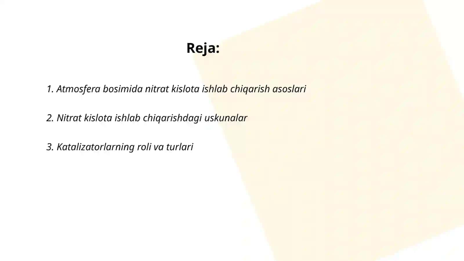 Atmosfera bosimida nitrat kislota ishlab chiqarish texnologiyasini takomillashtirish 2